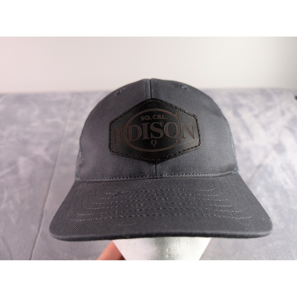 Classic Caps Edison So Cal IBEW Trucker Hat Gray Leather Patch Snapback USA Made